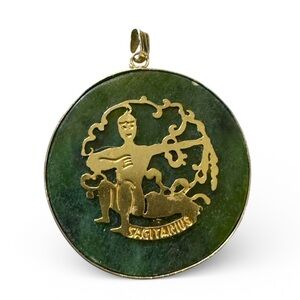 Green and Gold Sagittarius Pendant